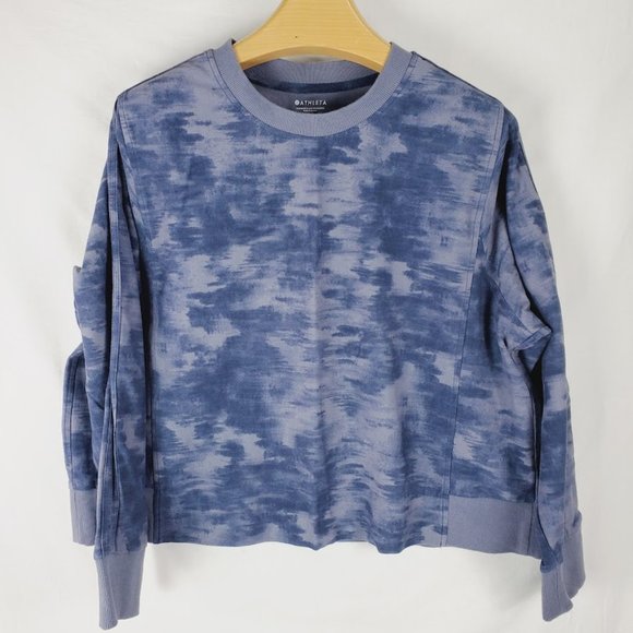 Athleta Tops - Athleta Farallon Blue Camo Cropped Pullover Sweatshirt Plus Size 1X